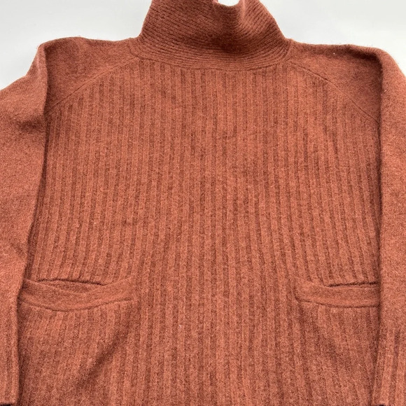 Toad&Co Womens Turtleneck Sweater 100% Lambswool Brown/ Red XSmall - Picture 2 of 10